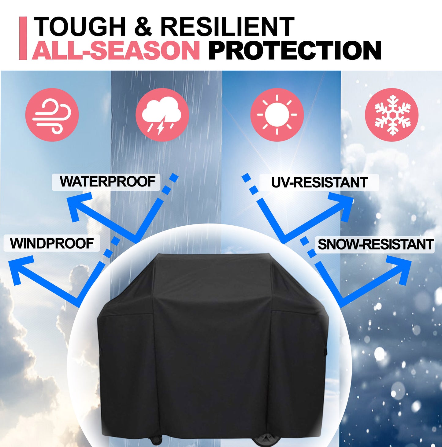 7130 Weber Grillisuoja Genesis II 300, Genesis 300 & Genesis LX 300 -grilleille, 600D Oxford-kangas, Kestävä & Vedenkestävä, PU-suoja Weber Genesis E-330, E-310, S-310, S-330, S-335, S-340 -malleille (147 P x 63 L x 113 K cm)