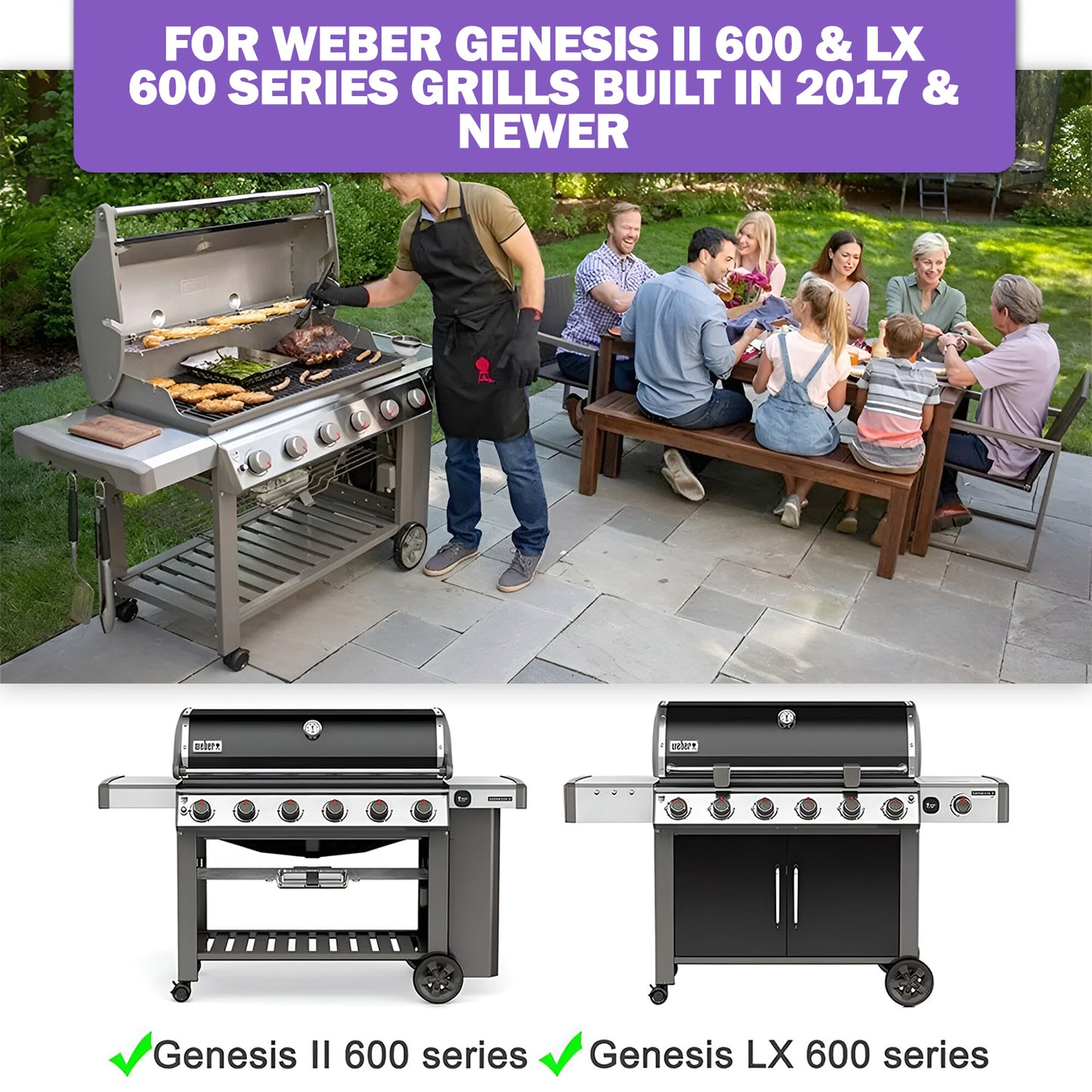 Stainless Steel Flavorizer Bars, Heat Deflectors & Burners Set for Weber Genesis II E-610/S-610 and LX E-640/S-640 (2017 & Newer)