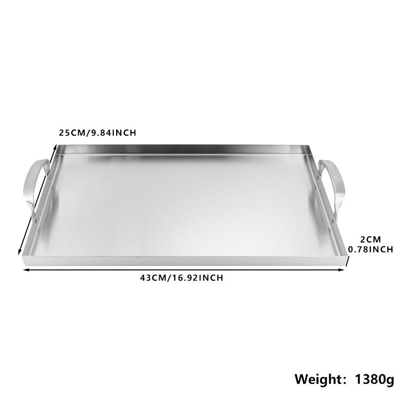 High-Quality Stainless Steel Grill Griddle Plate with Double Ear Handles for Light Everyday Cooking