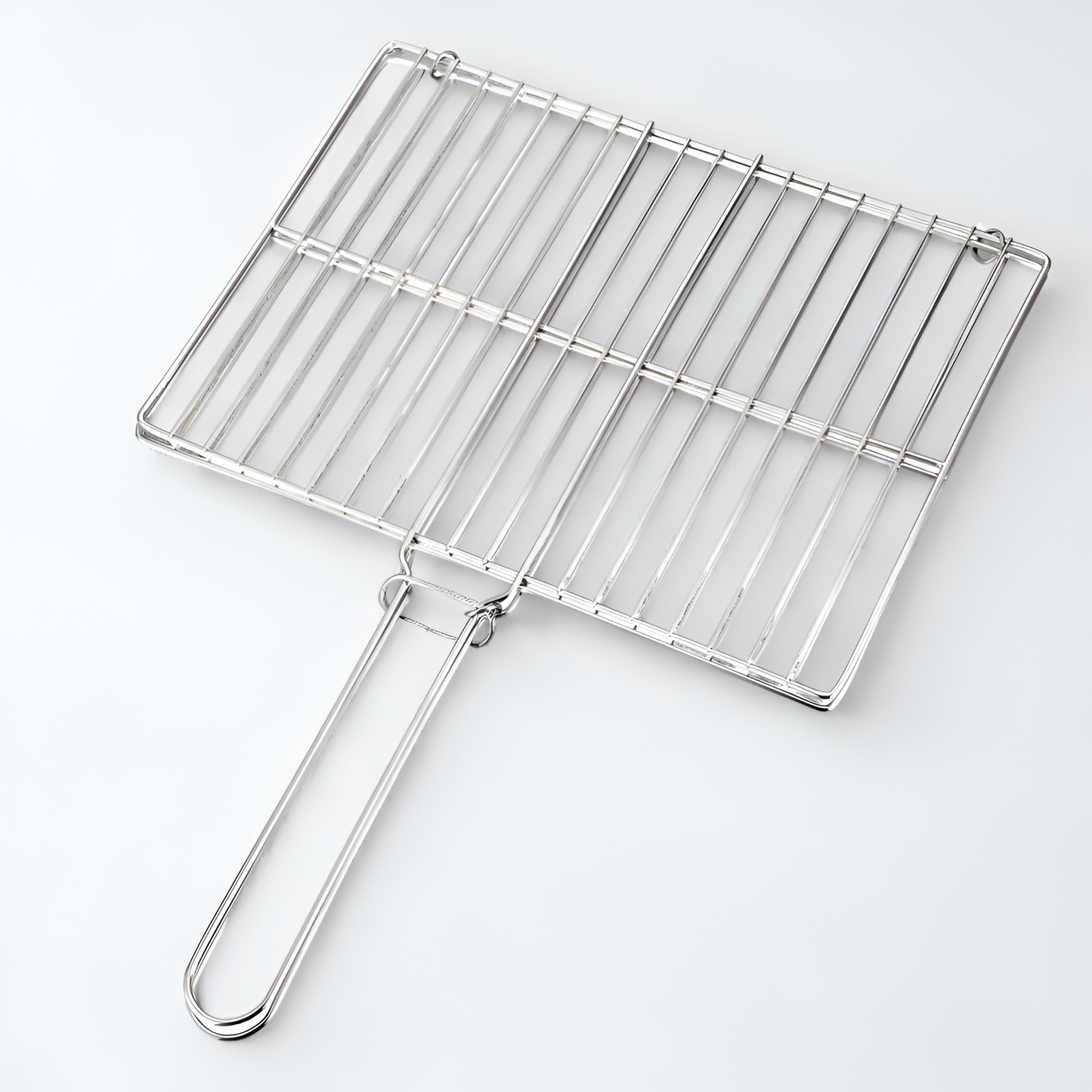 Stainless Steel Grill Basket with Clip Handle – Portable BBQ Mesh Clamp for Camping, Fish, and Vegetables