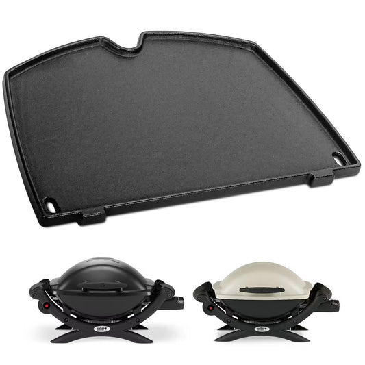 6558, 32 x 21.8 cm Cast Iron Cooking Griddle Plate for Weber Q1000, Q1200, Q1400, Q100, Q120, Q140, Series Gas Grills, Weber Q 100/1000 Series Griddle Plate, Weber Gas Grills Accessories