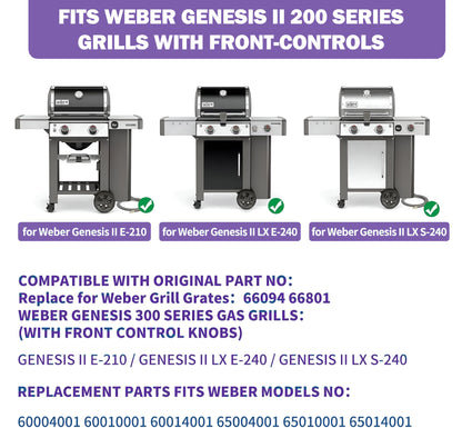 66801 / 66094 Grilliritilät Weber Genesis II 200 & Genesis II LX 200 -sarjan grilleihin E-210, LX S-240 & LX E-240 kaasugrillit (2017 ja uudemmat), Weber grillin varaosat, ruostumaton teräs