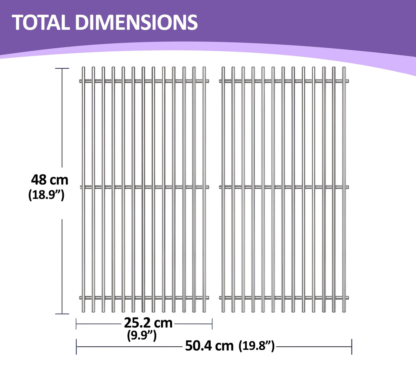 66801 / 66094 Grilliritilät Weber Genesis II 200 & Genesis II LX 200 -sarjan grilleihin E-210, LX S-240 & LX E-240 kaasugrillit (2017 ja uudemmat), Weber grillin varaosat, ruostumaton teräs
