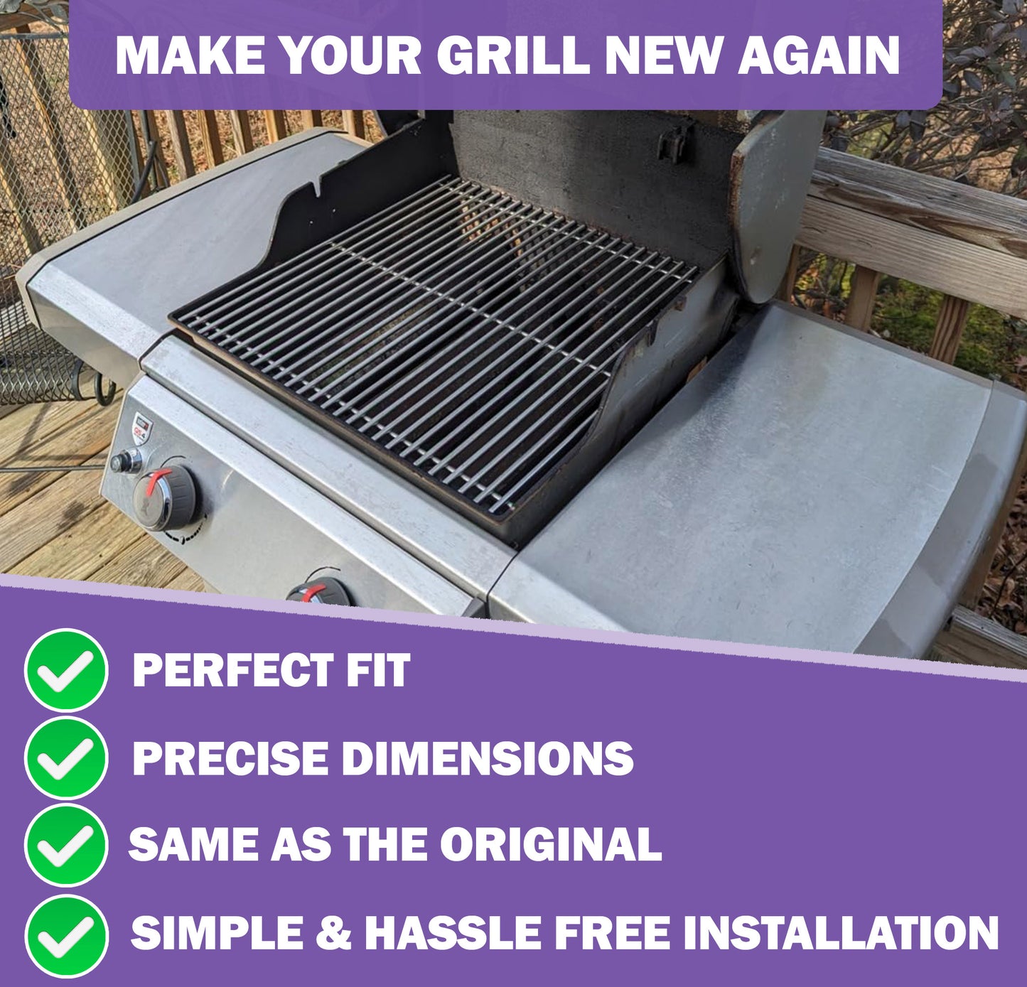 66801 / 66094 Grilliritilät Weber Genesis II 200 & Genesis II LX 200 -sarjan grilleihin E-210, LX S-240 & LX E-240 kaasugrillit (2017 ja uudemmat), Weber grillin varaosat, ruostumaton teräs