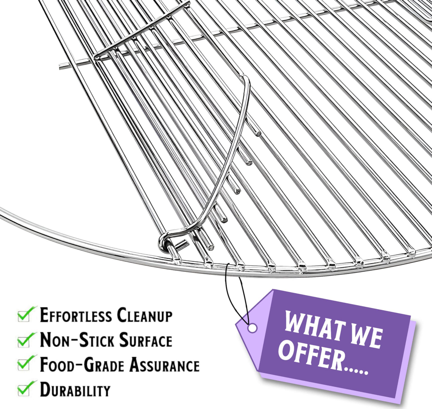 7436 Grilliritilä (Nivelletty) Weber One-Touch, Performer ja Bar-B-Kettle -sarjan hiiligrilleihin, 54,6 cm, ruostumaton teräs