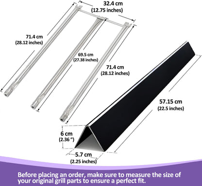 7536 Flavorizer Bars & 7508 Burners Replacement Set for Weber Spirit E-310/E-320 and Genesis Silver Gold Platinum B/C Gas Grills, Enameled Steel