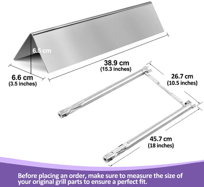7635 Flavorizer Bars (Stainless Steel) & 69785 Burners for Weber Spirit 200 / Spirit II 200 Grills | E-210, E-220, S-210, S-220 (Front Control), Weber Spirit Grill Parts