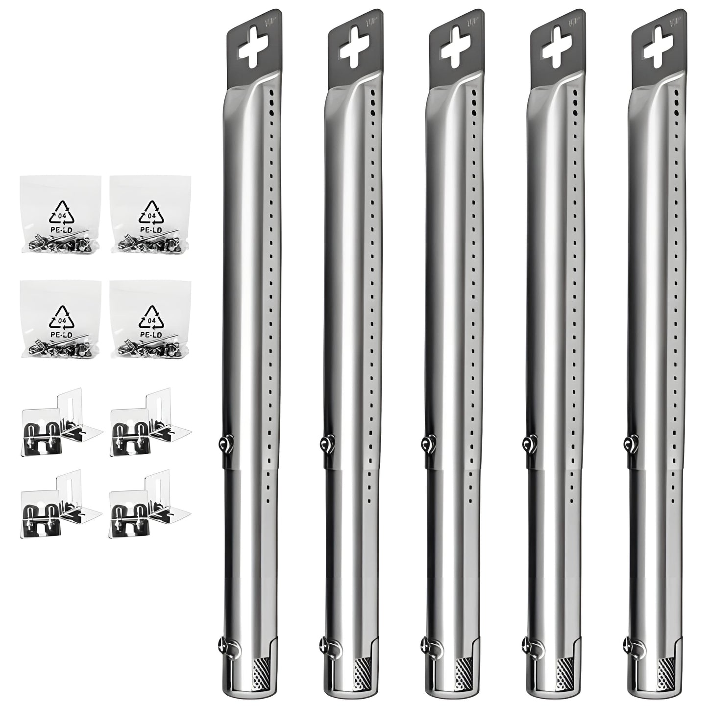 5 säädettävän pituisen BBQ-kaasugrilliosan vaihto-osan ruostumattomasta teräksestä valmistettuja polttimia (halkaisija 2,54 cm) Charbroilin, Nexgrillin ja useimpien muiden valmistajien kaasugrillimalleille