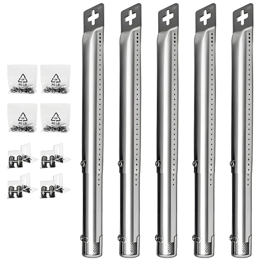 5 säädettävän pituisen BBQ-kaasugrilliosan vaihto-osan ruostumattomasta teräksestä valmistettuja polttimia (halkaisija 2,54 cm) Charbroilin, Nexgrillin ja useimpien muiden valmistajien kaasugrillimalleille