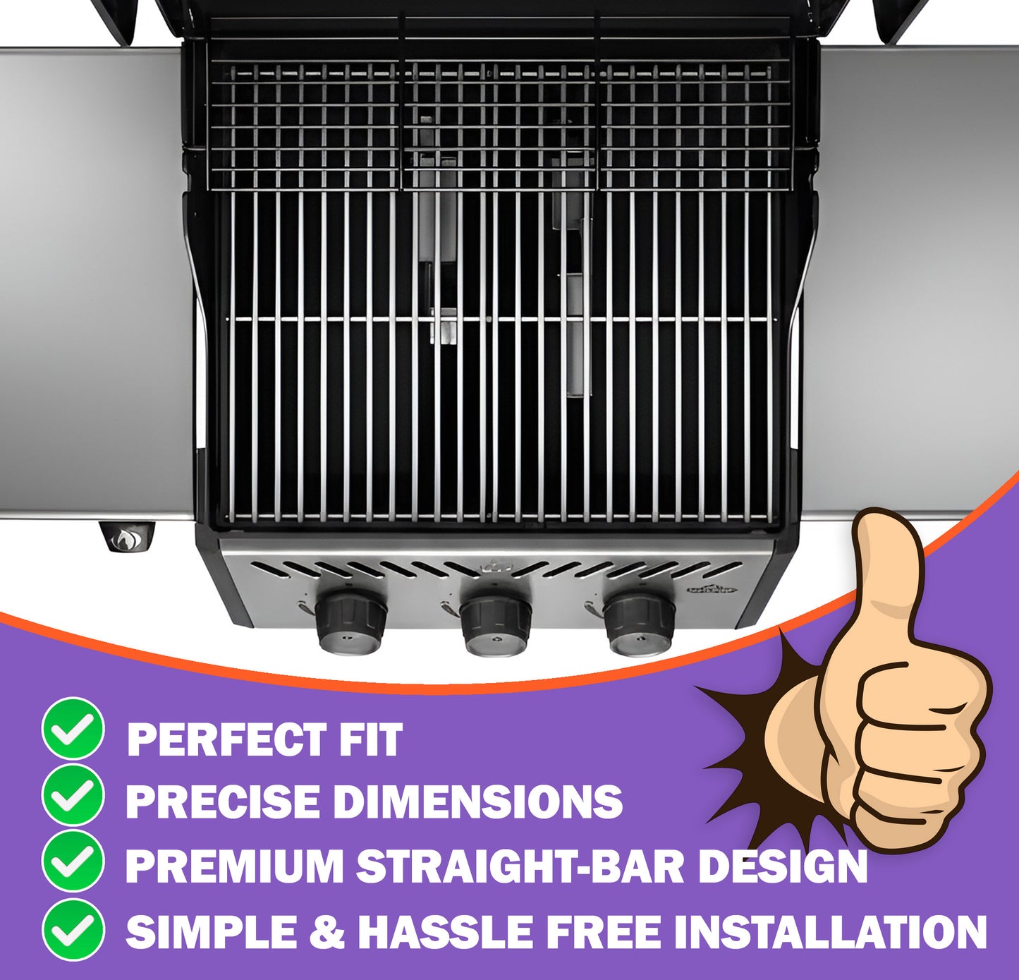 Grill Grates for Napoleon Freestyle 365 (F365DSBPGT-ECP, F365DPGT) – SS 304 Stainless Steel, 2-Pack