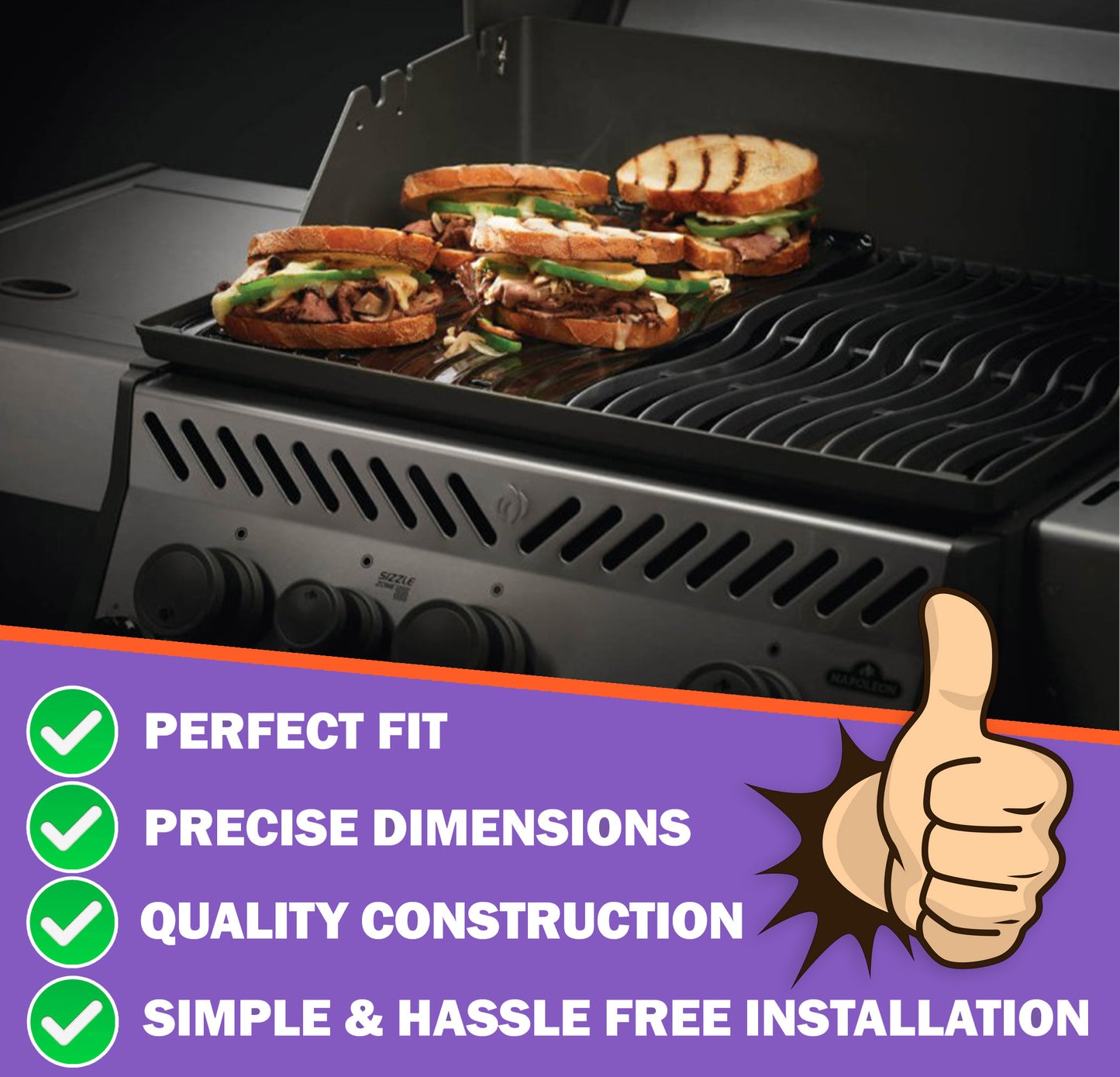 Käännettävä valurautainen parila Napoleon Rogue 425/525/625- ja Freestyle 365/425 -grilleihin – 56426 grillilisävaruste