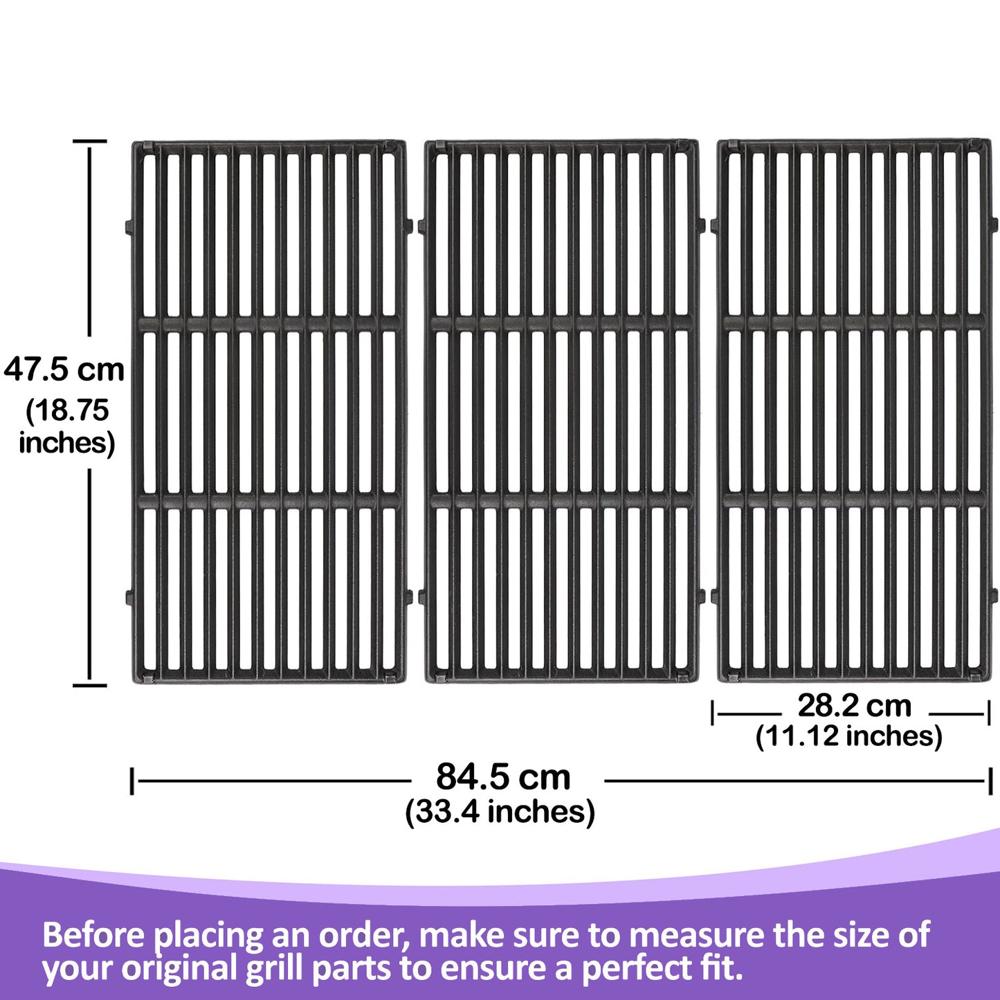66089 Grill Grates for Weber Genesis II 400 Series E/S-410, E/S-415, E/S-435, E/S-440 Grills (2017 & Newer), Cast Iron