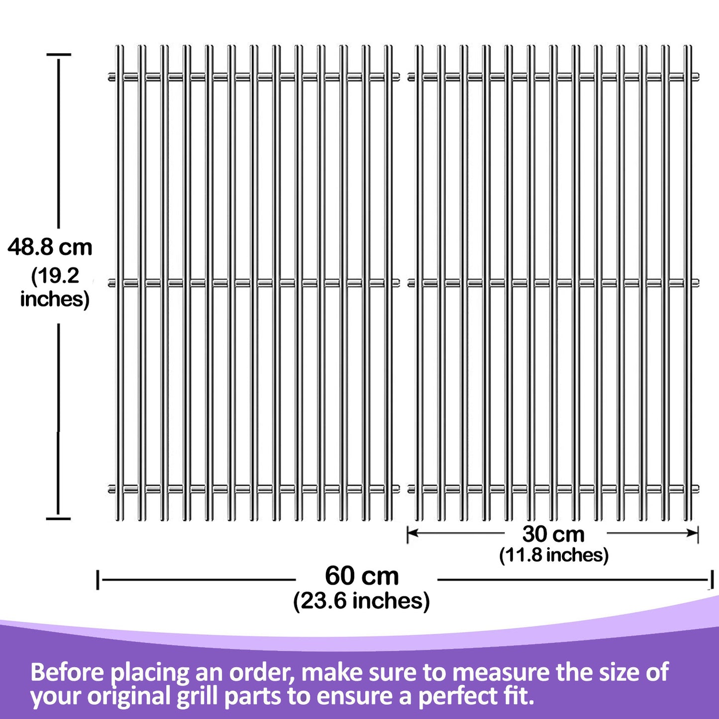 Replacement Grill Grates for Weber Summit 400 Series (E-440, S-440, E-450, S-450, E-460, S-460, E-470, S-470) – SS 304 Stainless Steel (Replaces 67550)