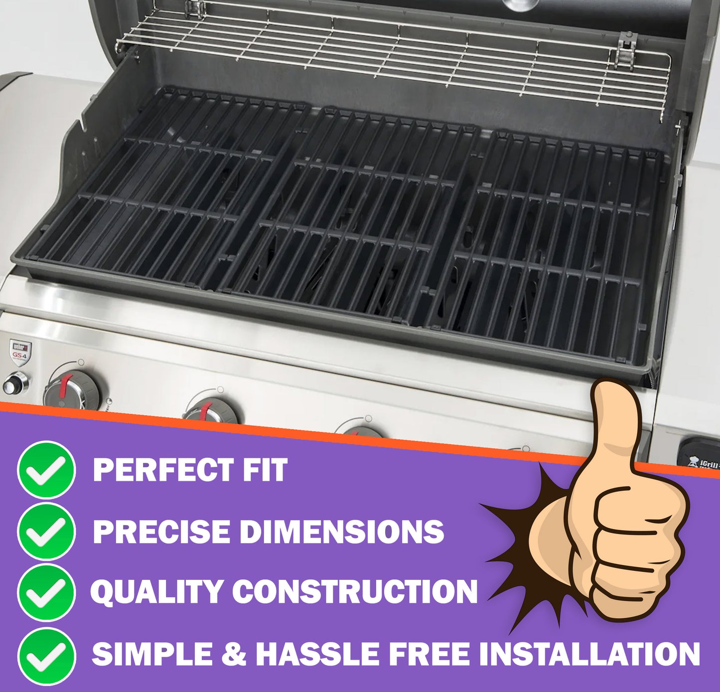 66089 Grill Grates for Weber Genesis II 400 Series E/S-410, E/S-415, E/S-435, E/S-440 Grills (2017 & Newer), Cast Iron