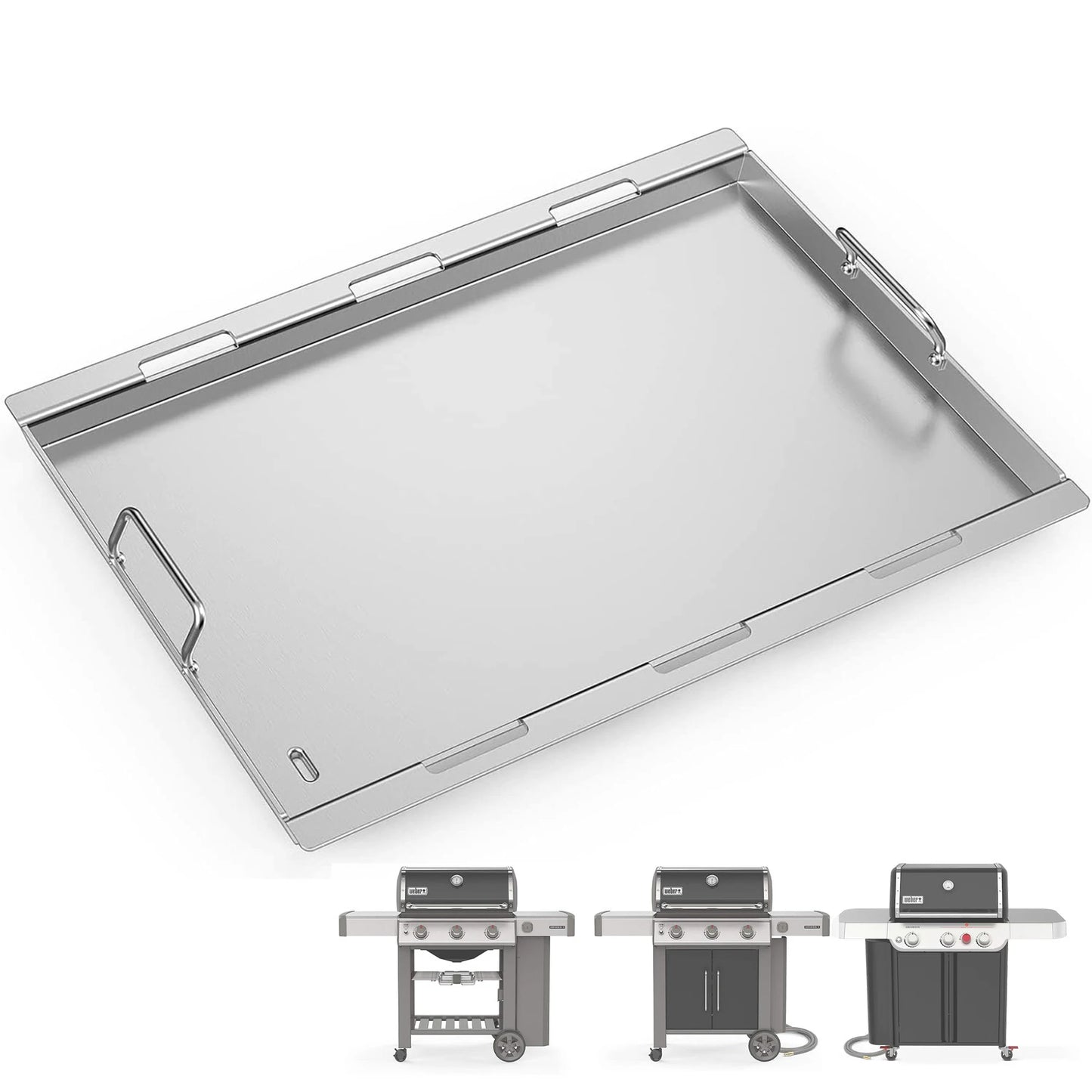 Full-Size Griddle for Weber Genesis 300 & Genesis II 300 Grills | Fits E-310/E-325/E-330/E-335 & more | Stainless Steel (Replaces Weber 6788)