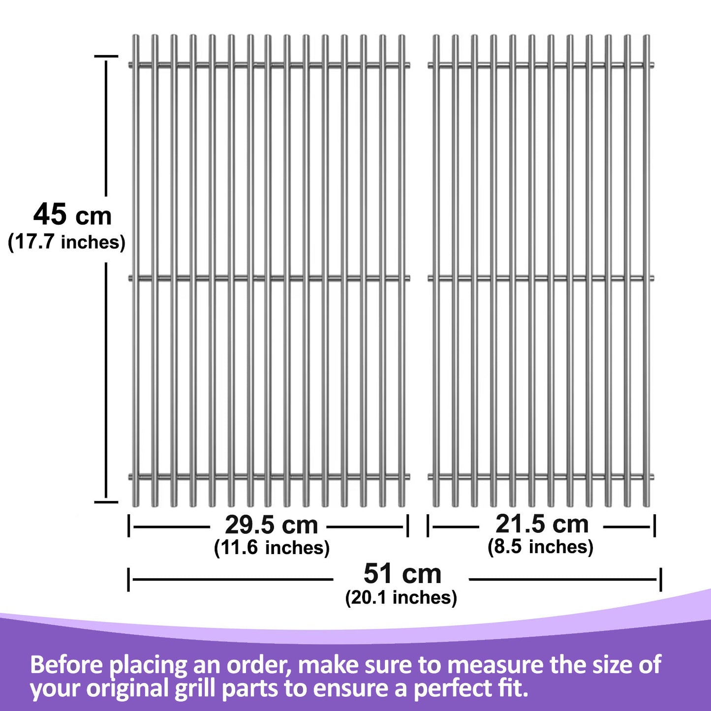 Grill Grates for Napoleon Freestyle 365 (F365DSBPGT-ECP, F365DPGT) – SS 304 Stainless Steel, 2-Pack