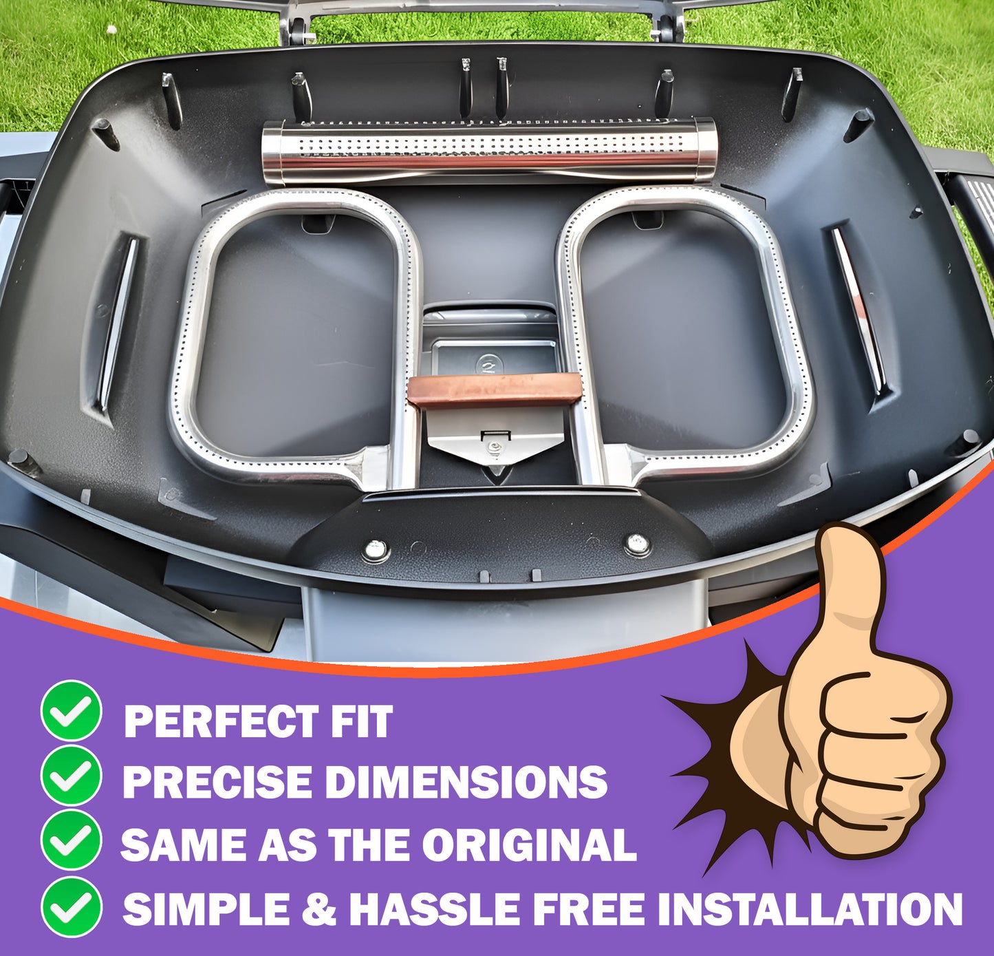 Stainless Steel Burners for Napoleon TravelQ 285 Series Grills (PRO285, TQ285X), 2-Pack