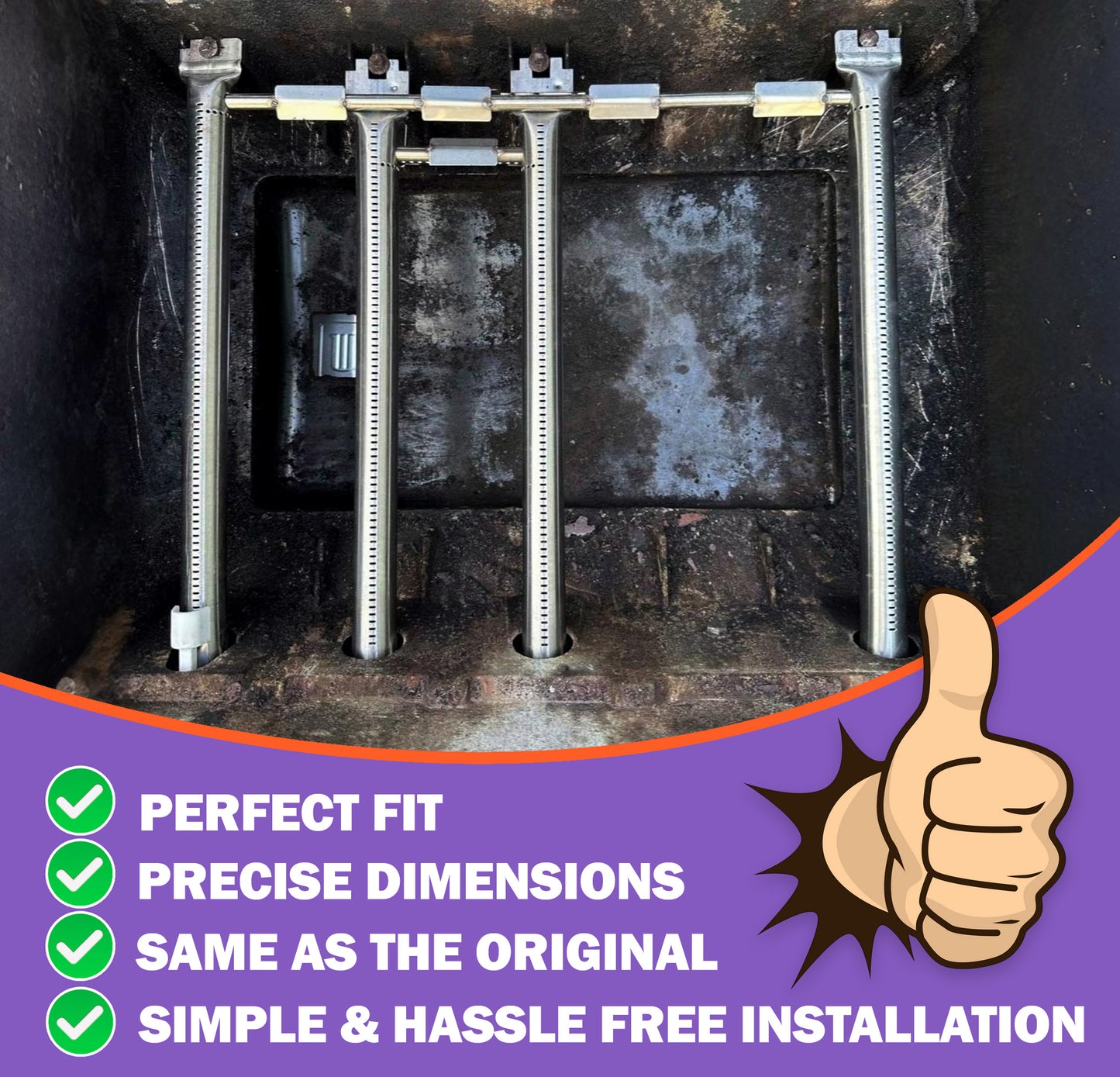 Weber Spirit 330 & 335 -sarjan grillin varapolttimet (2013–2024, etusäätöiset mallit) – Sopii malleihin E-330, S-330, SP-330, E-335, SP-335 – Korvaa osan 68948