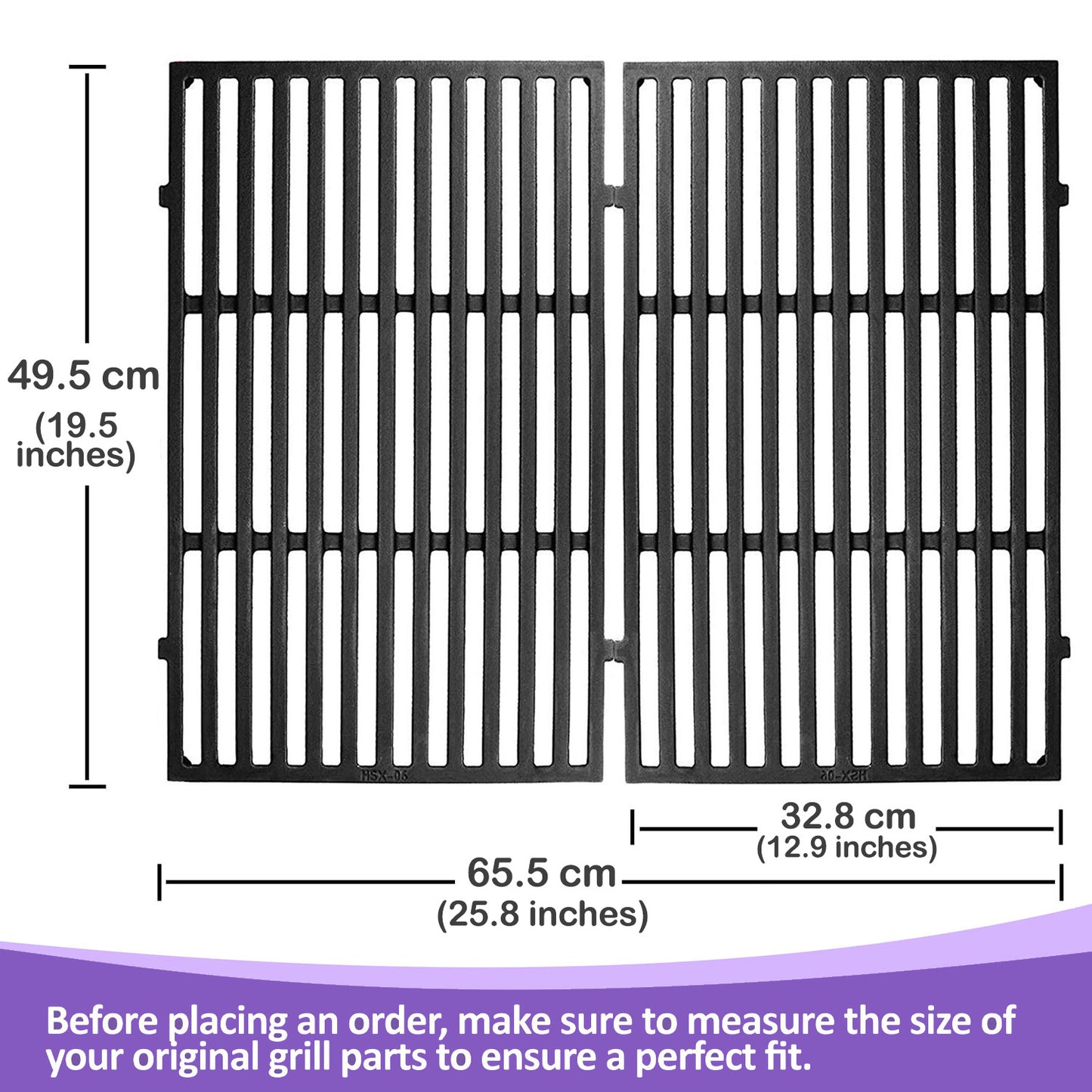 7524 Grill Grates for Weber Genesis 300 Series, Fits E-310/E-320/E-330/S-310/S-320/S-330), Cast Iron