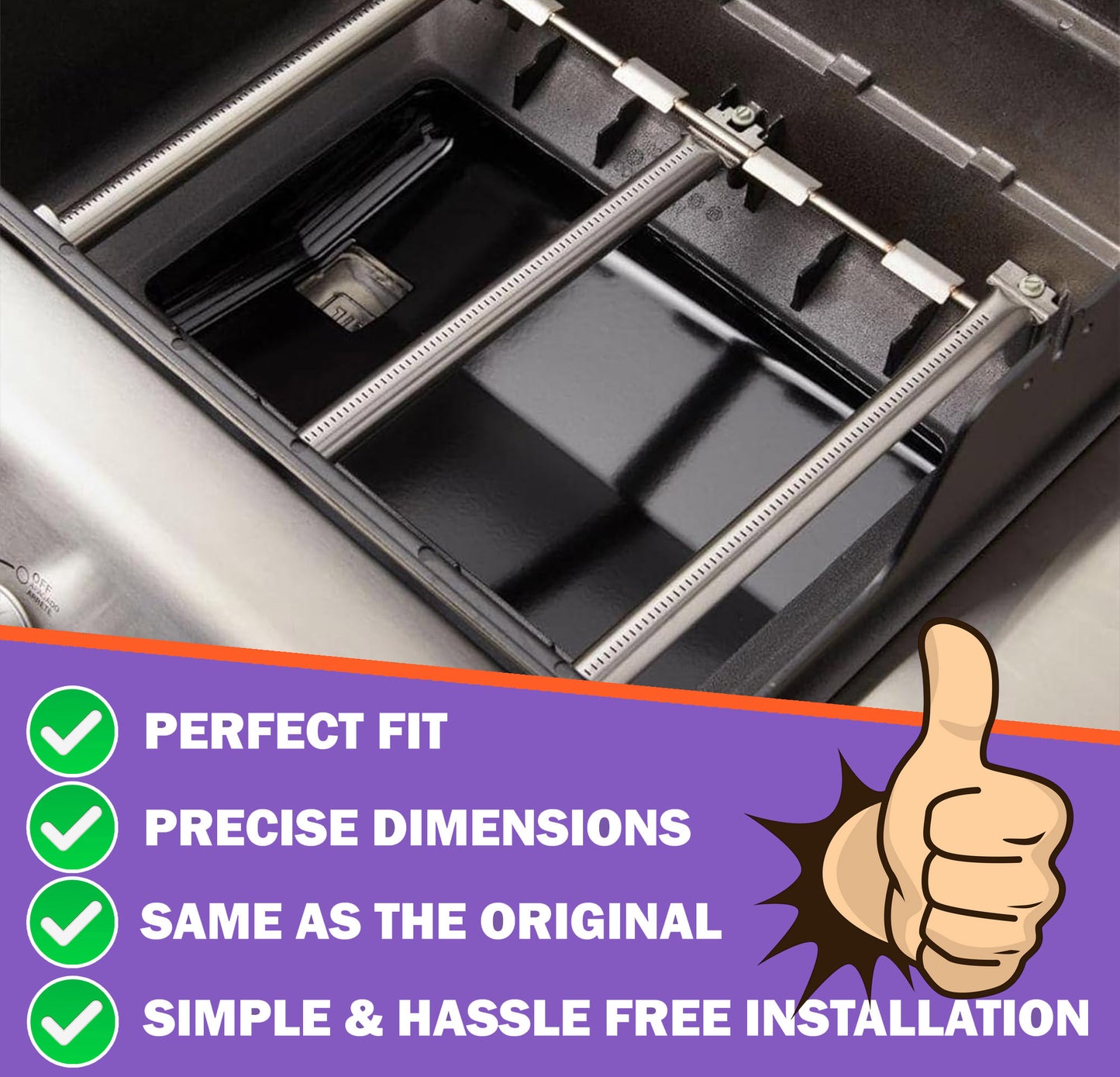 69804 Rasvakaukalo Weber Spirit 300 -sarjan Spirit e310, e320 grilleille, valmistettu vuonna 2013 ja uudemmille, tippa-astiat Vaihda Weber Spirit -rasvaalusta, 44,5 cm P x 31,1 cm L x 5 cm K…