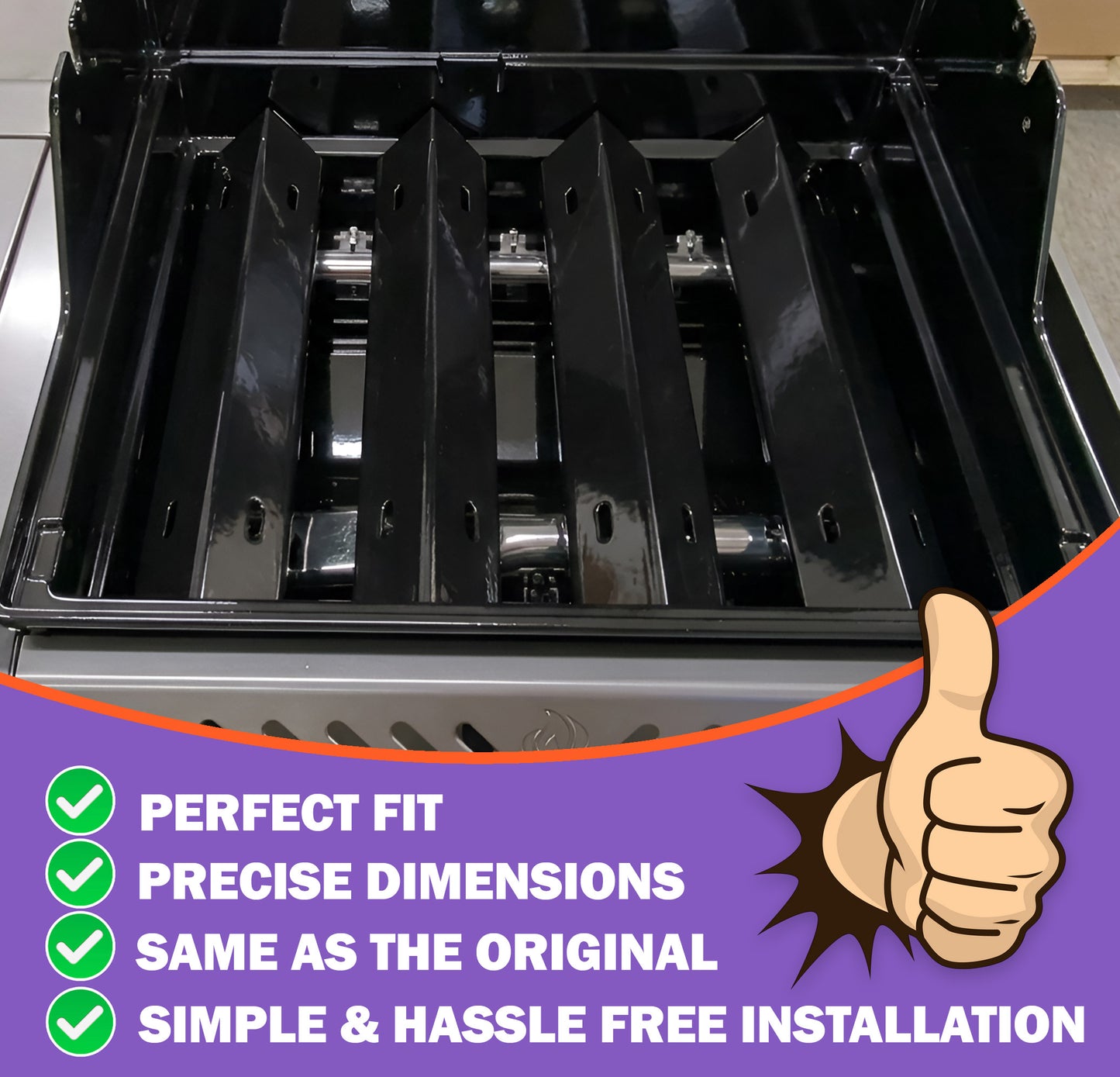 4 kpl lämmöntasauslevyjä (Sear Plates) Napoleon Freestyle 425- ja Legend 425 -grilleihin | Posliiniemaloitu teräs