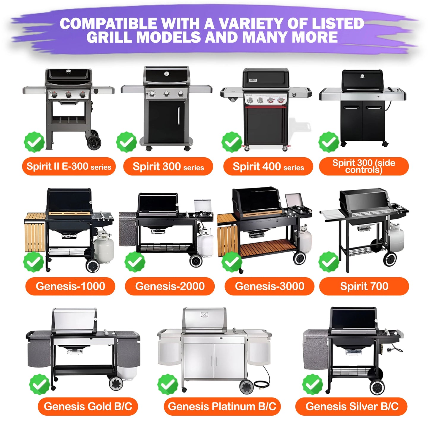 Full-Size Griddle for Weber Spirit 300, Spirit II 300 (2007–2024), Spirit 400 Grills | Fits E-310/E-315/E-320/E-330/E-425/E-435 & more | Stainless Steel (Replaces 6787)