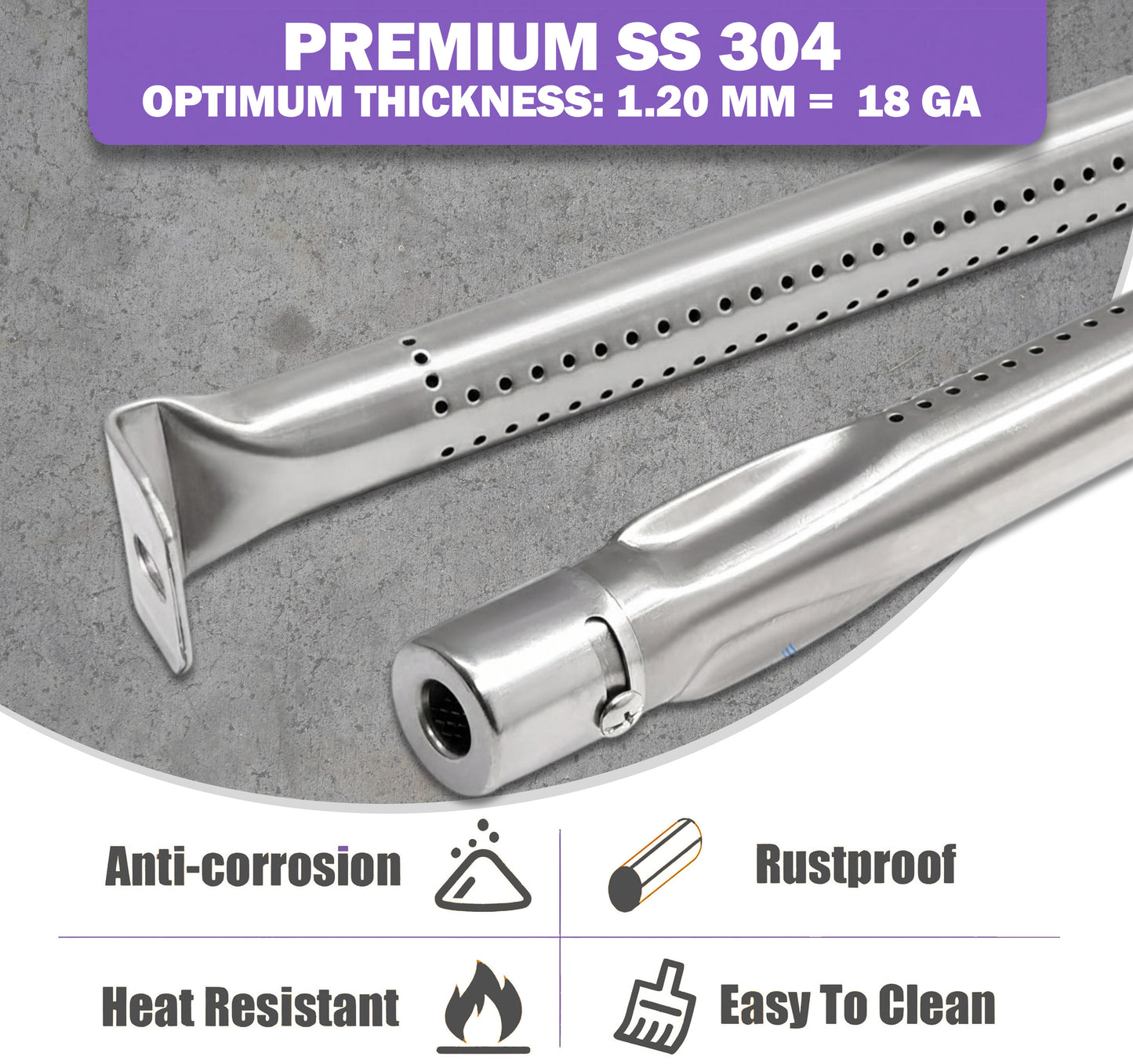 4 kpl ruostumattomasta teräksestä valmistetut grillin polttimet varaosat Napoleon Freestyle 425-, Prestige Pro 500-, Rogue 525- ja Legend 425 -sarjan grilleihin