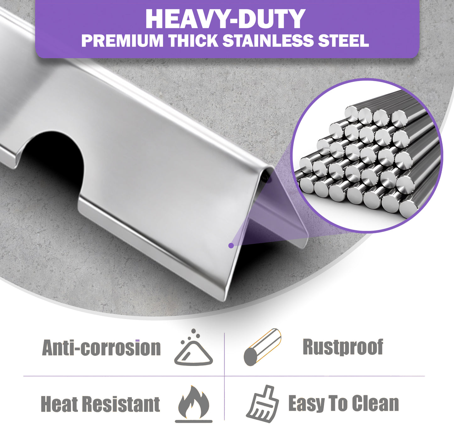 7 kpl ruostumattomasta teräksestä valmistetut Flavorizer Bars -poltinsuojat Weber Genesis II 400- ja Genesis 400 -sarjan grilleihin (E-410/S-410, E-425, E-435/S-435, S-440), korvaa Weber 66033 / 66797