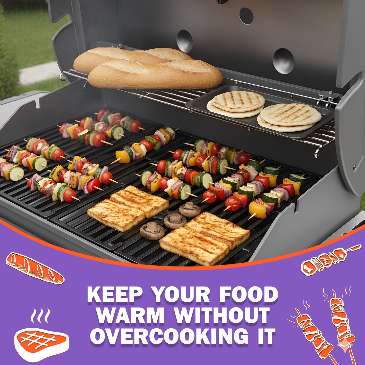 66044 Warming Rack for Weber Genesis II 300 Series Grills E/S-310, E/S-315, E/S-330 Grills (2017 - 2021), Stainless Steel