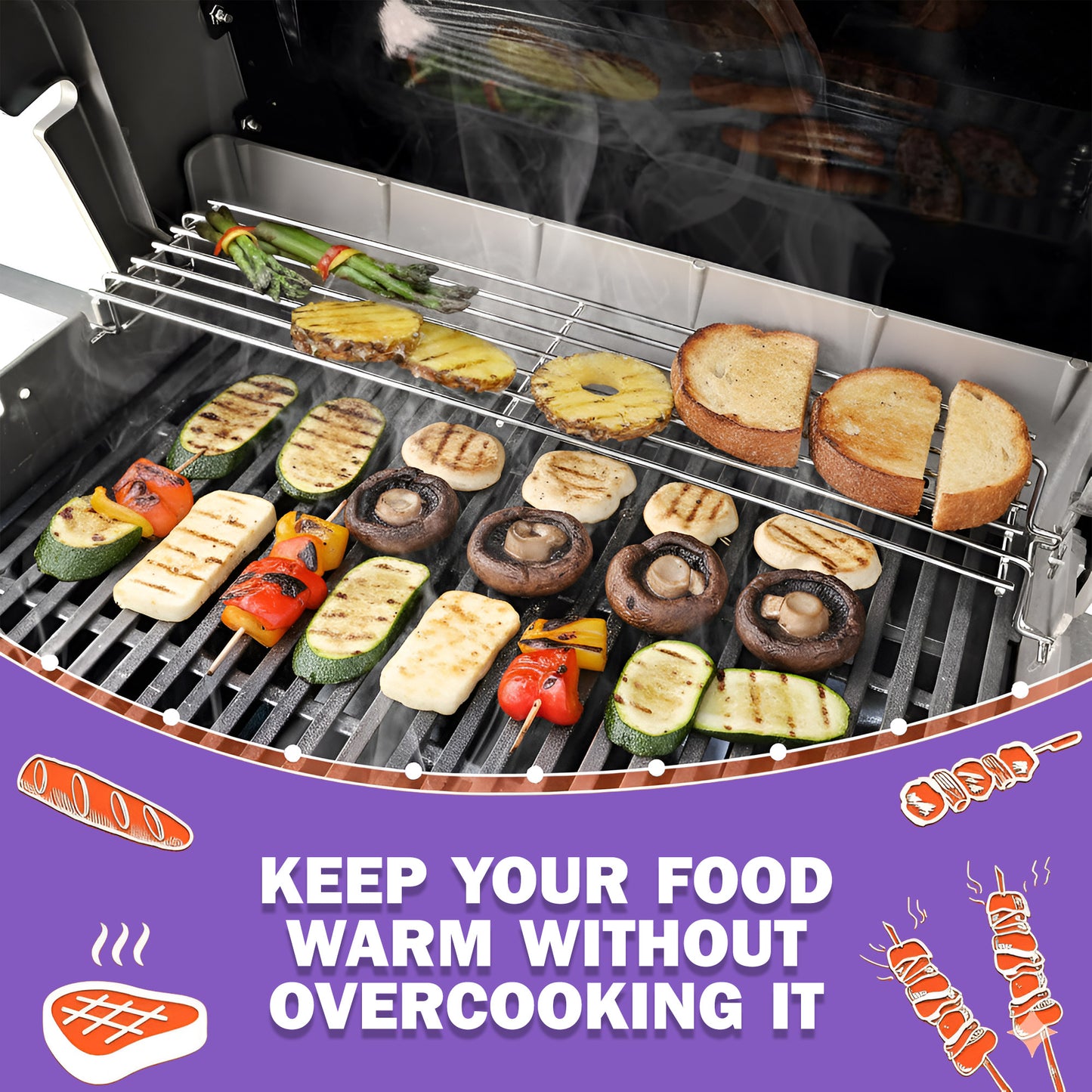 7640 Warming Rack for Weber Spirit 200 & Spirit II 200 Grills (E-210, E-220, S-210, S-220) with Front Controls, Stainless Steel