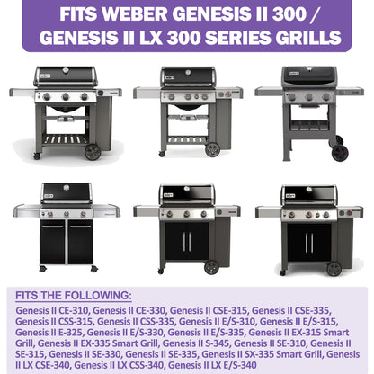 3-Pack, 67489 Burner Tubes for Weber Genesis II 300 / II LX 300 Series Grills - E-310/E-330/S-310/E-315/S-335/S-345 & More, 49.5 cm