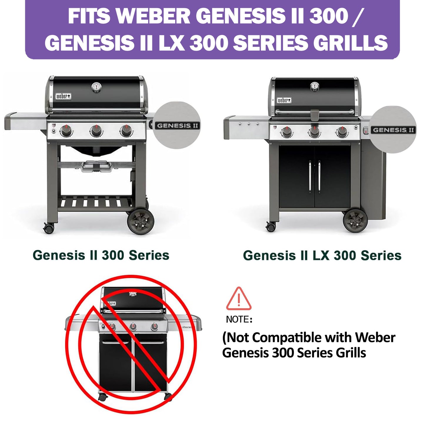 66095/66802/66805 Grill Grates for Weber Genesis II 300 and Genesis II LX 300 Series Gas Grills, 47.63 cm x 33.66 cm Stainless Steel Cooking Grates