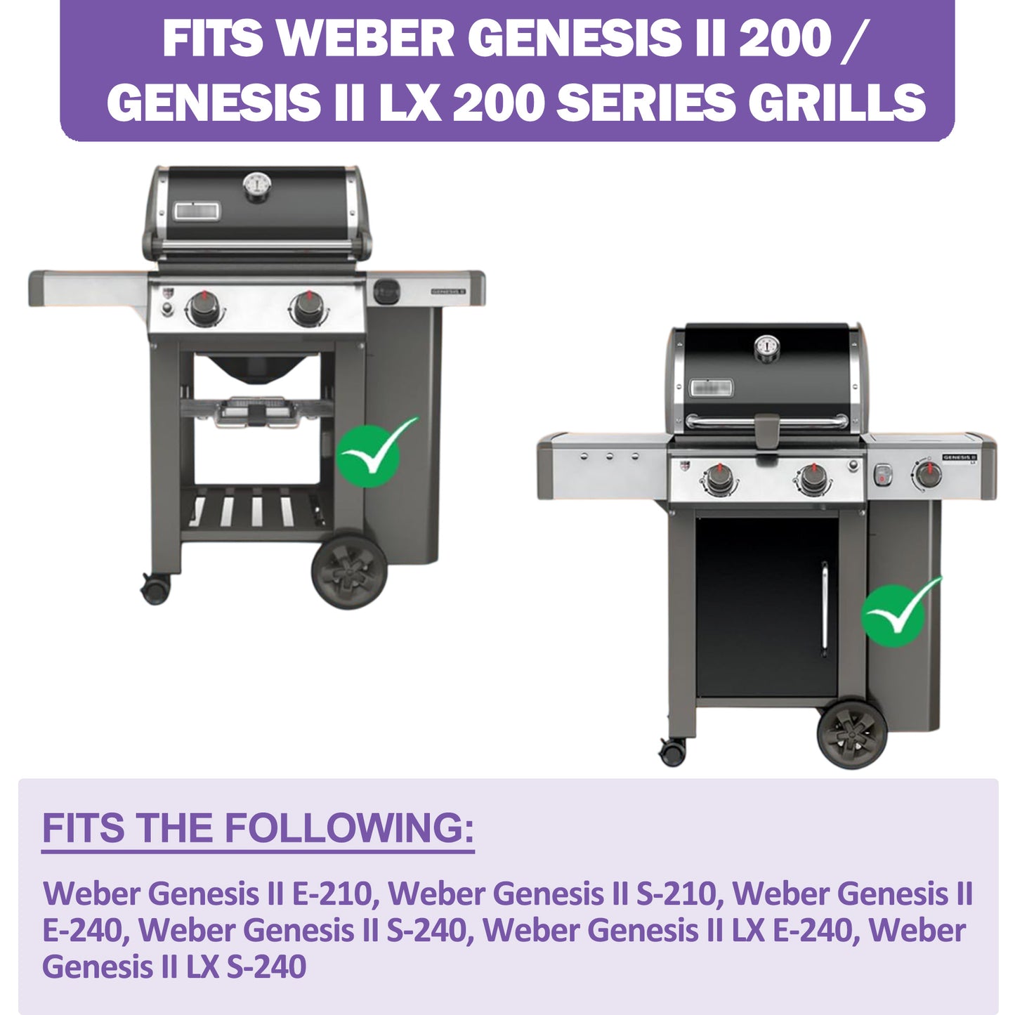 2-Pack, 67488 Burner Tubes for Weber Genesis II 200 / II LX 200 Series Grills - Genesis E-210/E-240 & More, 49.5 cm