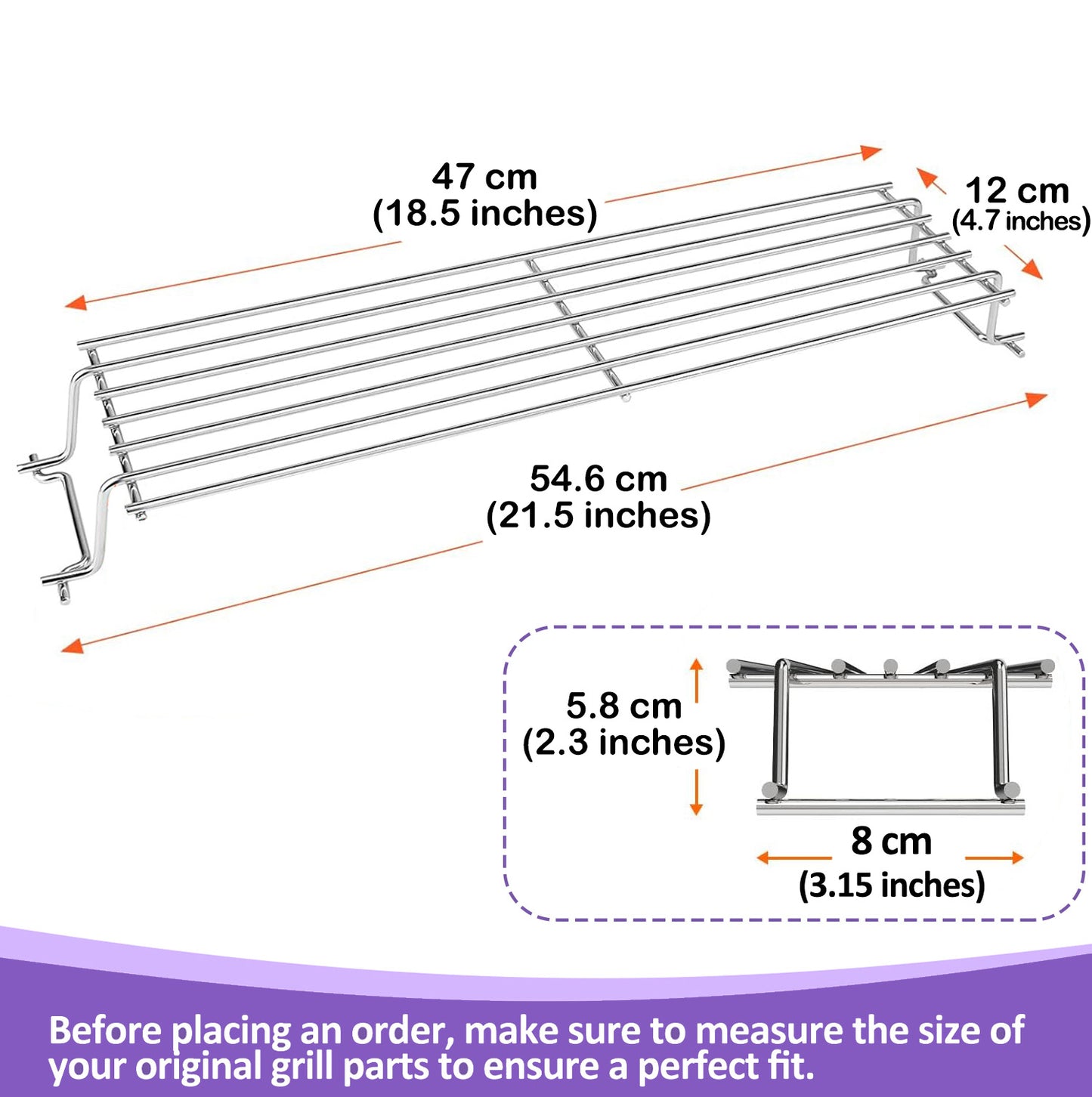 7640 Warming Rack for Weber Spirit 200 & Spirit II 200 Grills (E-210, E-220, S-210, S-220) with Front Controls, Stainless Steel