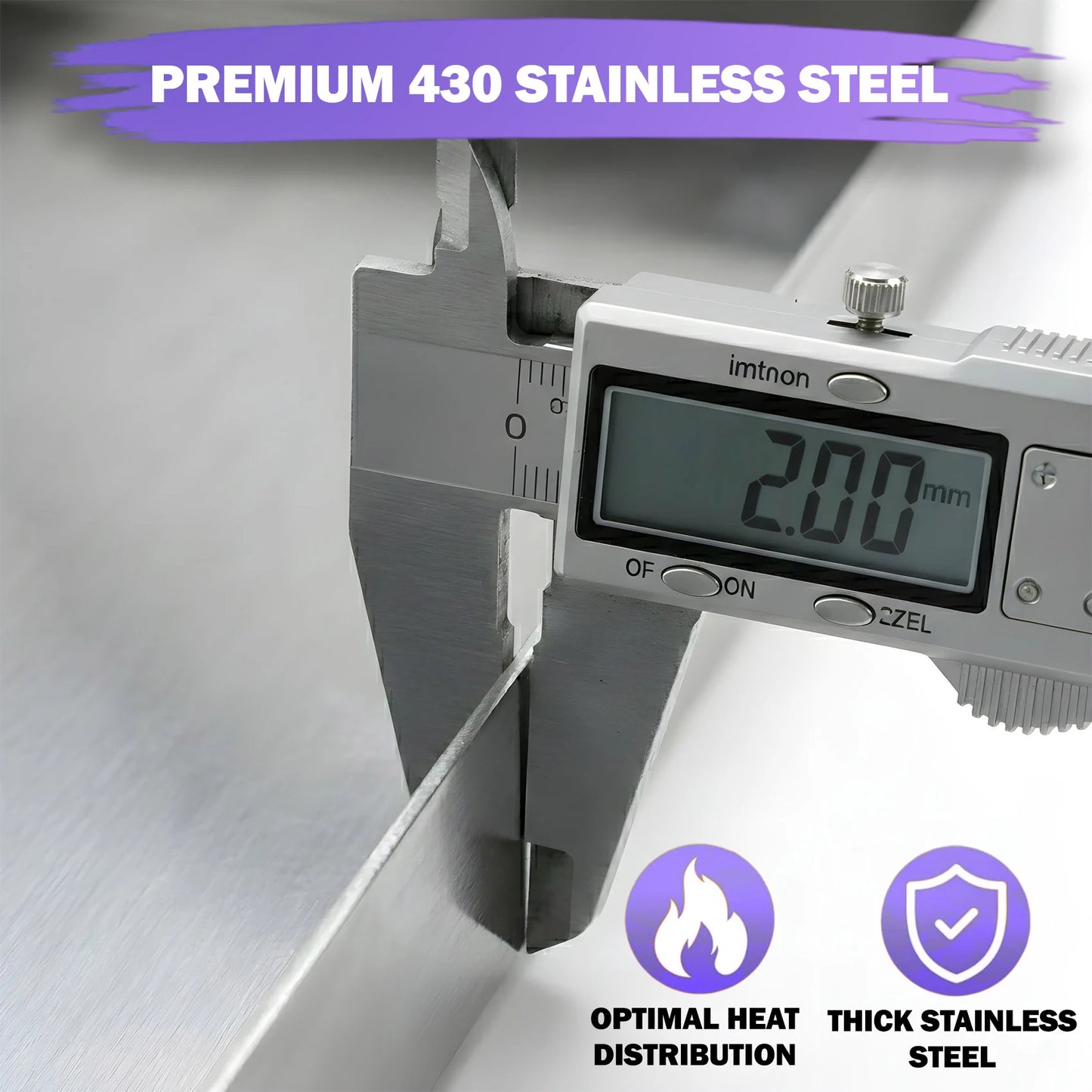 40 × 30 cm Stainless Steel BBQ Griddle Plate / Plancha – Universal Grill Griddle Accessory (2 mm Thick SS 430) with 2 Spatulas