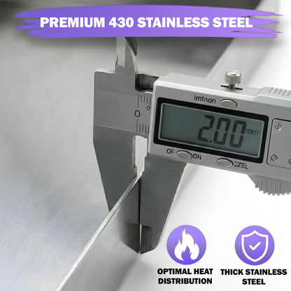 40 × 30 cm Stainless Steel BBQ Griddle Plate / Plancha – Universal Grill Griddle Accessory (2 mm Thick SS 430) with 2 Spatulas