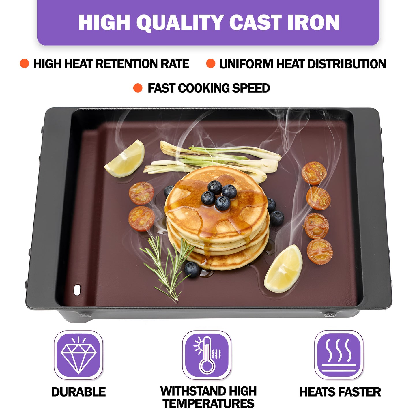 Cast Iron Deep Griddle for Weber Spirit II 300, E310, 700/900 & Genesis Silver/Gold/1000-5000 | Replaces 7658