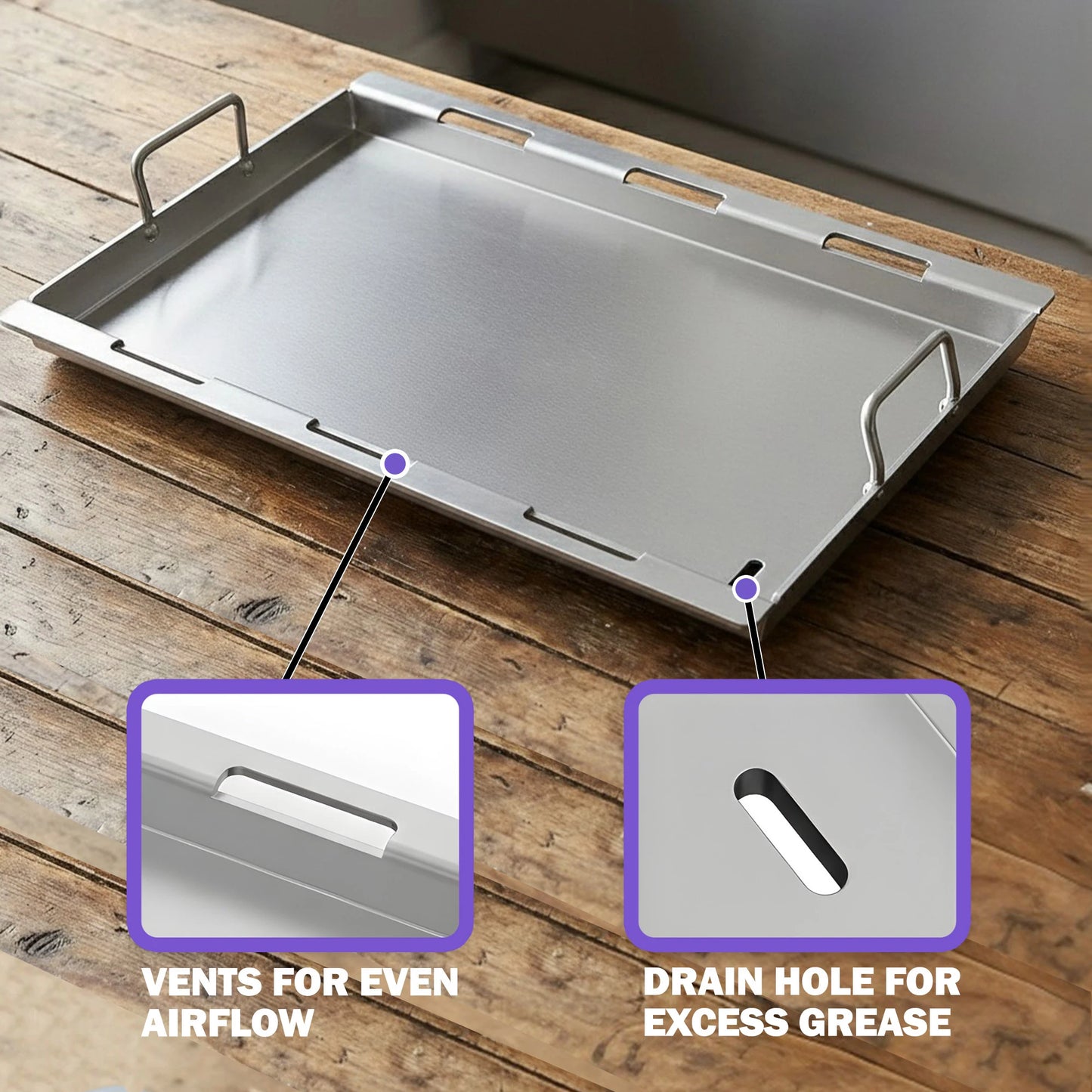 Full-Size Griddle for Weber Genesis 300 & Genesis II 300 Grills | Fits E-310/E-325/E-330/E-335 & more | Stainless Steel (Replaces Weber 6788)