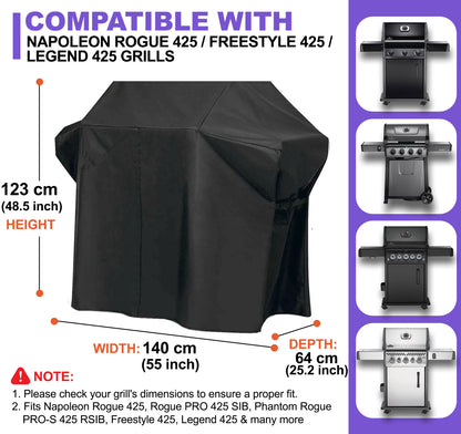 BBQ Grill Cover for Napoleon Rogue 425 Series – Premium Heavy-Duty Waterproof 600D Oxford – 140 × 64 × 123 cm
