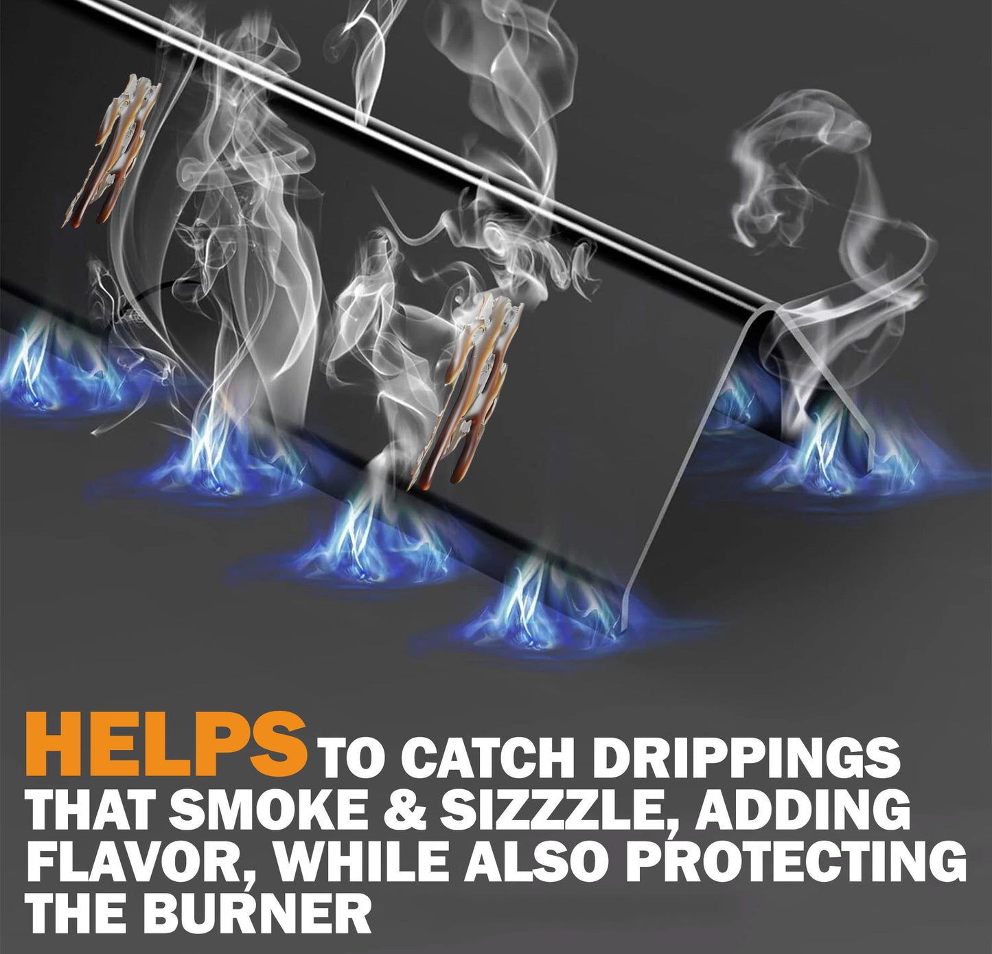 7 kpl posliiniemaloidut Flavorizer Bars -poltinsuojat Weber Genesis II 400 & Genesis 400 -sarjan grilleihin (E-410/S-410, E-415, E-435/S-435, E-440), korvaa Weber 66797 / 66033