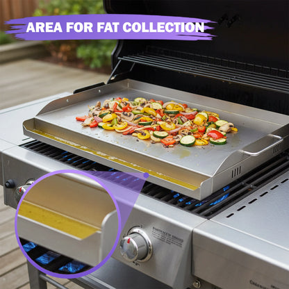 58 × 40 cm Stainless Steel BBQ Griddle Plate / Plancha – Universal Grill Griddle Accessory