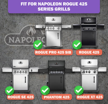Napoleon Rogue 425 grillin varaosat: posliiniemaloidut lämmöntasauslevyt & ruostumattomasta teräksestä valmistetut polttimet