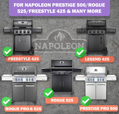 4 kpl ruostumattomasta teräksestä valmistetut grillin polttimet varaosat Napoleon Freestyle 425-, Prestige Pro 500-, Rogue 525- ja Legend 425 -sarjan grilleihin