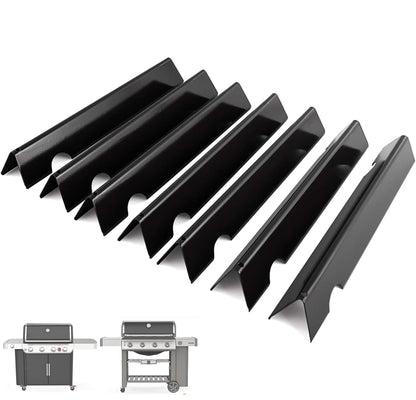 7 kpl posliiniemaloidut Flavorizer Bars -poltinsuojat Weber Genesis II 400 & Genesis 400 -sarjan grilleihin (E-410/S-410, E-415, E-435/S-435, E-440), korvaa Weber 66797 / 66033