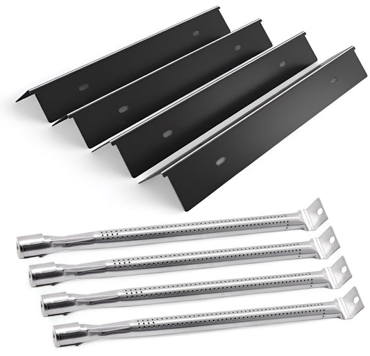 Napoleon Freestyle 425 & Legend 425 grillin varaosat – posliiniemaloidut lämmöntasauslevyt ja ruostumattomasta teräksestä valmistetut polttimet, 4 kpl