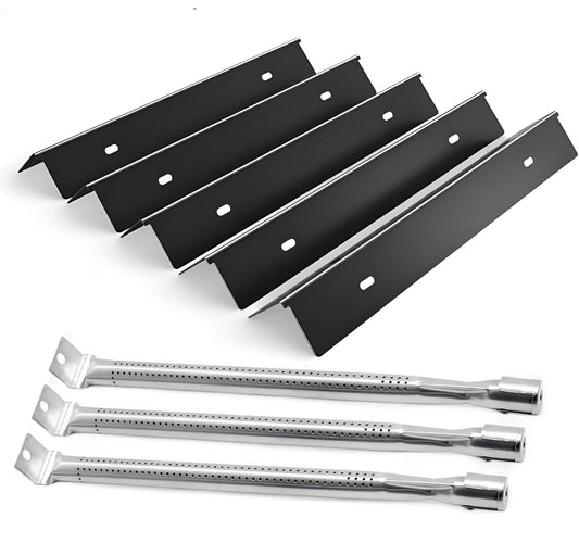 Napoleon Rogue 425 grillin varaosat: posliiniemaloidut lämmöntasauslevyt & ruostumattomasta teräksestä valmistetut polttimet