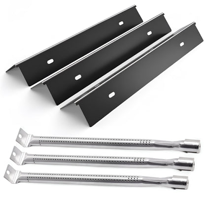 Napoleon Freestyle 365, Legend 365 ja Rogue 365 grillin varaosat – posliiniemaloidut lämmöntasauslevyt ja ruostumattomasta teräksestä valmistetut polttimet, 3 kpl