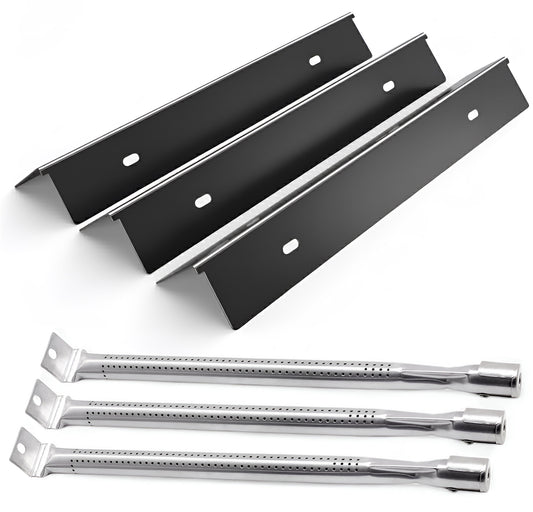 Napoleon Freestyle 365, Legend 365 ja Rogue 365 grillin varaosat – posliiniemaloidut lämmöntasauslevyt ja ruostumattomasta teräksestä valmistetut polttimet, 3 kpl