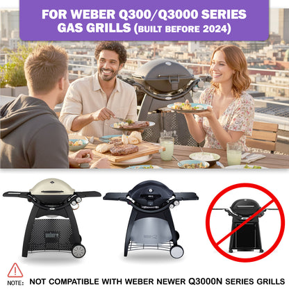 Replacement Cast Iron Grill Grate & Grill Griddle Set for Weber Q300, Q320, Q3000, Q3100, Q3200 Series (Pre-2023) –  Replaces Weber 7646, 6506
