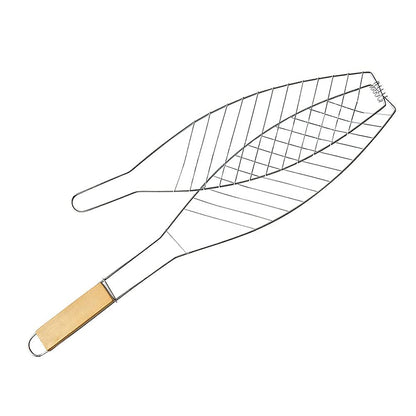 Fish Grill Basket | Portable Stainless Steel Fish Grilling Basket with Wooden Handle